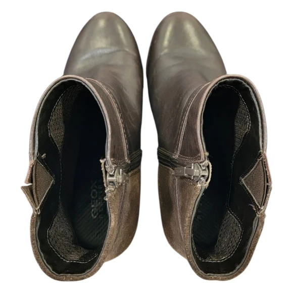 Geox Respira Amelia Brown Ankle Boots Suede Leather Wedge Booties Women’s 38.5 - Picture 6 of 16